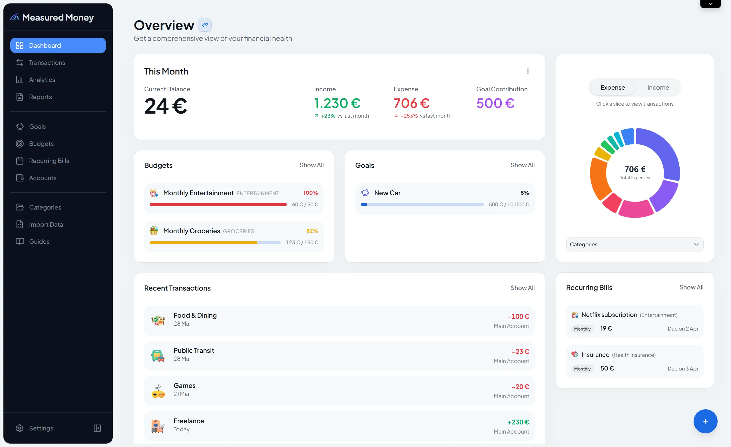 App dashboard preview